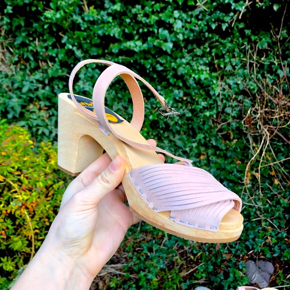 Swedish Hasbeens Shoes - Swedish Hasbeens Blush Pink Heeled Sandals